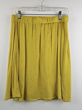 Y.A.S. Mustard Yellow Polka Dot Elastic Waist Skirt Size S